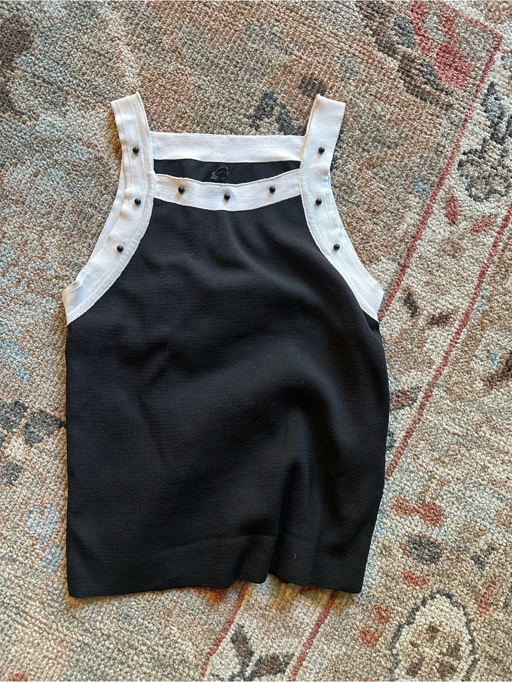 Kids Black and White Knit Sleeveless Tank Top